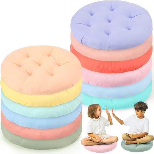 Miniatura 12 de Fumete 12 cojines de suelo de 16 x 16 pulgadas, cojines redondos de color para sillas de suelo de lectura, para niños y adultos, suministros