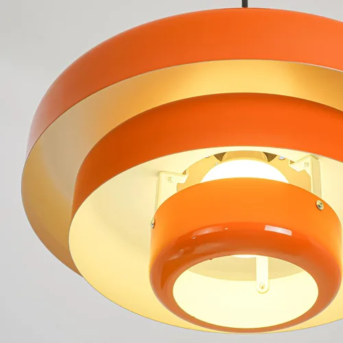 Miniatura 8 de FCTWAKS Mid Century Pendant Light Fixtures, 1 - Light Ceiling Pendant Lamp with 3-Layer Metal Shade, Height Adjustable, Vintage Hanging Lamp for