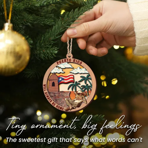 Miniatura 9 de FLAGWIX Regalos de Navidad de Puerto Rico para mujeres y hombres, adornos de madera 2025 para decoración de árboles, adorno de Navidad de Puerto