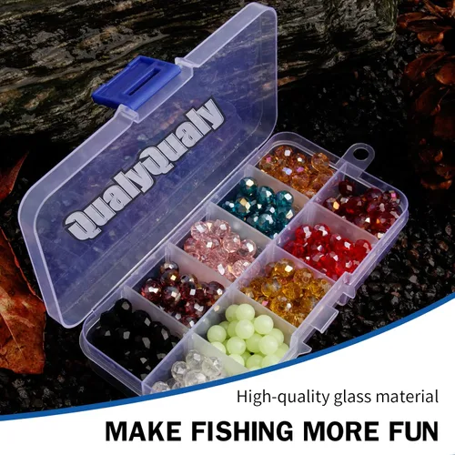 Miniatura 6 de QualyQualy Cuentas de pesca surtidas, cuentas de pesca de vidrio de plástico, rojo y amarillo, mezcla de colores, cuentas de pesca luminosas