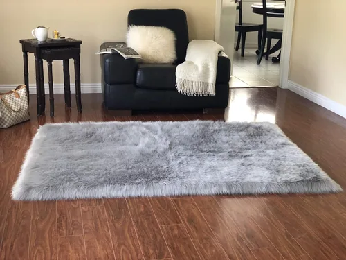 Miniatura 18 de LAMBZY Alfombra rectangular de piel de oveja sintética, súper suave, hipoalergénica, de felpa, lujosa alfombra de felpa sedosa para dormitorios