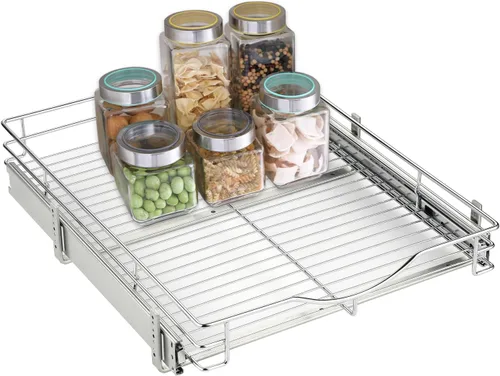 Miniatura 8 de DINDON Organizador de gabinete extraíble (11 pulgadas de ancho x 18 pulgadas de profundidad), cajones extraíbles para armarios de cocina, estantes