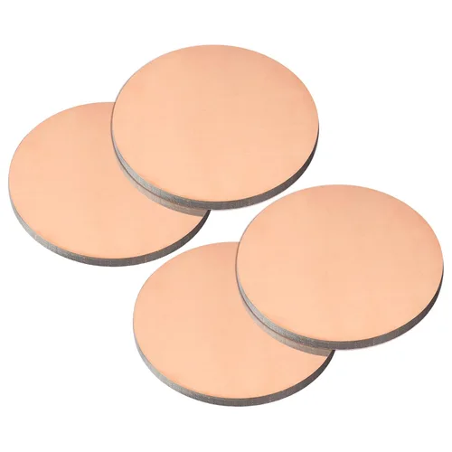 Miniatura 24 de uxcell Hoja de cobre puro, 4 piezas de 2 x 0.04 pulgadas, calibre 18 T2, placa redonda de metal de cobre para manualidades, reparaciones eléctricas