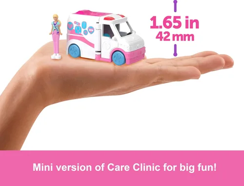 Miniatura 4 de Barbie Mini BarbieLand - Juego de muñeca y vehículo de juguete con muñeca de 1.5 pulgadas, vehículo de clínica de cuidado con cambio