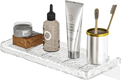 Organizador de ducha, estante flotante de pared, organizador transparente montado en la pared para almacenamiento de baño y másacrílico sin taladrar