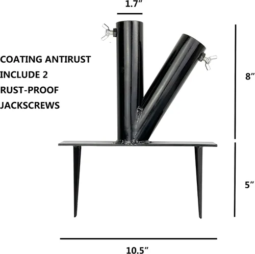 Miniatura 2 de Hi Flame Soporte de sombrilla de césped al aire libre de acero con 2 posiciones para parque, patio, playa, negro