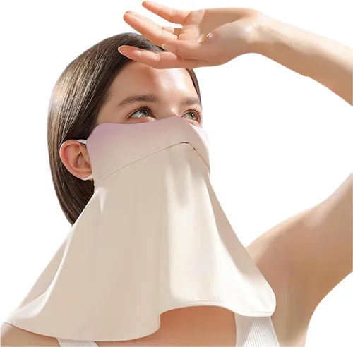 Miniatura 9 de Máscara facial de protección solar UPF 50+, polaina de cuello de seda de hielo, cubierta facial reutilizable UV, máscara refrescante transpirable