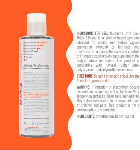 Miniatura 2 de LubeLife Ultra Slick - Lubricante grueso a base de silicona, resistente al agua, lubricante de silicona gruesa para hombres, mujeres y parejas, 8