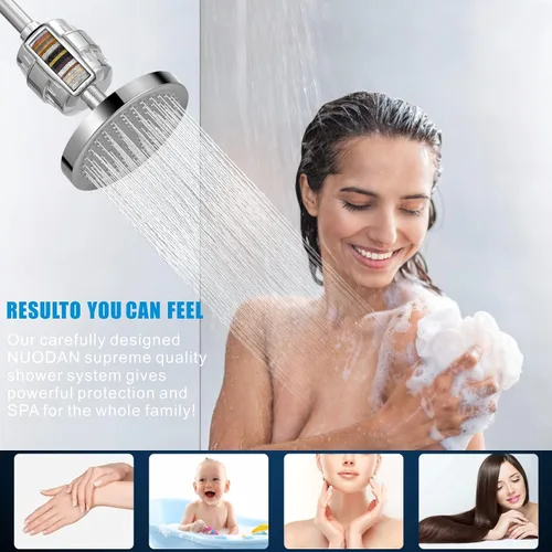 Miniatura 6 de Cabezal de ducha filtrado, juego de filtros de cabezal de ducha de lluvia de alta presión para agua dura, elimina el cloro y las sustancias nocivas