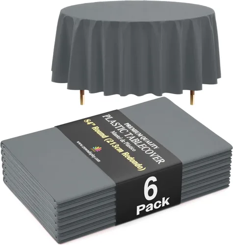Miniatura 53 de Exquisite 66% Thicker Premium Aqua Round Tablecloth 0.5 Mil 6 Pack Plastic Table Cloth Disposable 84 Inch Round Plastic Tablecloth Won't Tear Easily