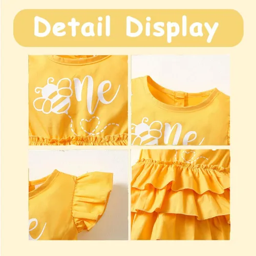 Miniatura 3 de Happidoo Traje de primer cumpleaños para niña, ropa de primer cumpleaños, body de abeja de un año