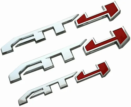 Miniatura 2 de Emblemas de insignia AT4 de 3 piezas en plata para modelos GMC Yukon, Sierra y Canyon 2021-2023, adecuados para puertas y portón trasero, compatible