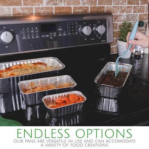 Miniatura 9 de PLASTICPRO Paquete de 25 moldes desechables de aluminio para preparar comidas, utensilios de cocina perfectos para hornear pasteles, pan, pastel