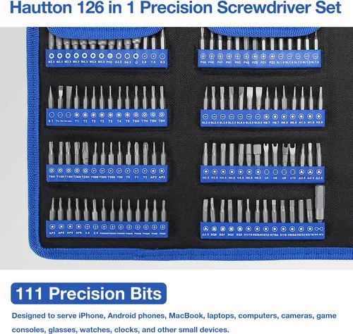 Miniatura 2 de Hautton Juego de destornilladores de precisión, kit de destornilladores magnéticos 126 en 1, kit de herramientas de reparación profesional