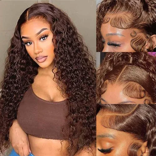 Miniatura 30 de Peluca de encaje frontal de 30 pulgadas, cabello humano prearrancado de densidad 180, peluca de encaje frontal brasileña con cabello húmedo y Encaje