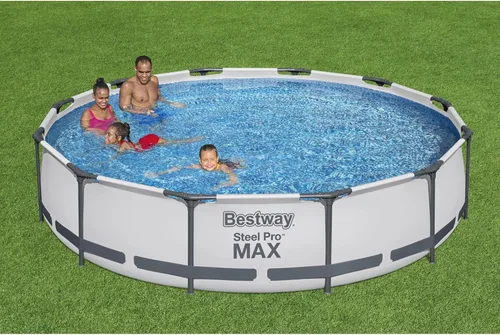 Miniatura 3 de Bestway Steel Pro MAX - Piscina sobre el suelo (12 pies x 30 pulgadas) Piscina familiar redonda para patio trasero al aire libre con forro