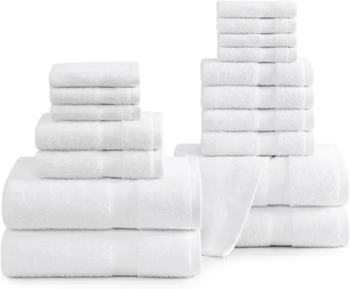 Miniatura 19 de LANE LINEN - Juego de toallas de baño, 18 piezas, 100% algodón, tamaño grande, 4 toallas de baño, 6 toallas de mano, 8 toallas pequeñas, para spa