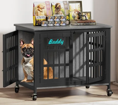 Miniatura 20 de EasyCom mueble de jaula para perros de 41"/33"/27" con etiqueta de nombre, perrera para perros de interior resistente para perros medianos, jaula