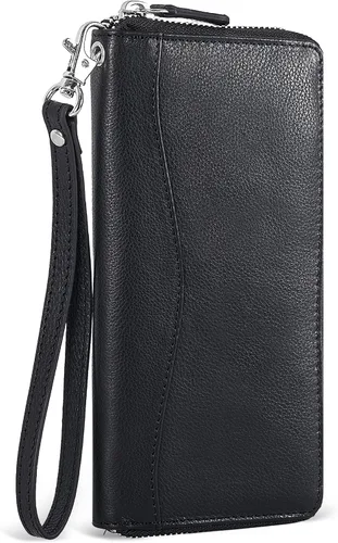 Miniatura 19 de Oak Leathers Cartera de cuero para mujer – Cartera Clutch RFID para mujer con 8 portadores de tarjetas de crédito, bolsillo para monedas, regalo