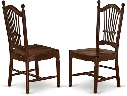 Miniatura 6 de East West Furniture DOC-BCH-W Dover - Sillas de comedor con respaldo de listones, sillas de cocina de madera, juego de 2, color negro y cereza