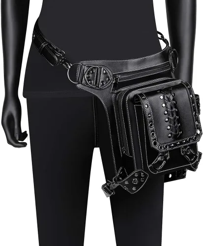 Miniatura 2 de UIYTR - Bolso retro para mujer, estilo gótico, estilo roco, cintura para mujer, color negro