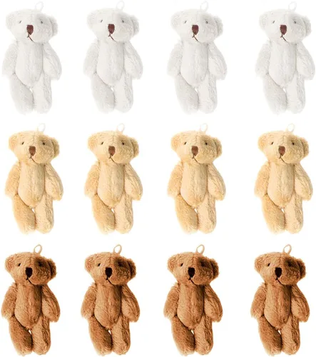 12 piezas de 2.4 in, mini oso de peluche conjunto de animales de peluche, caja de regalo de boda, juguete para cumpleaños, decoración de boda,