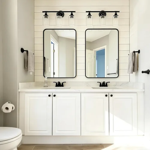 Miniatura 7 de USHOWER - Juego de 2 espejos de baño negros de 24 x 36 pulgadas para sobre lavabo, espejo de pared rectangular con marco de metal, espejo de tocador