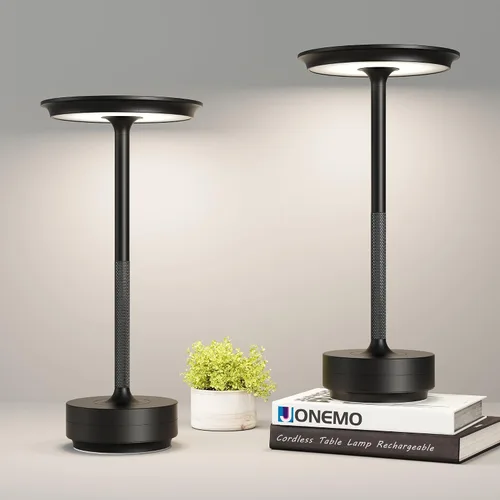 Miniatura 9 de Lámpara de mesa inalámbrica, luz LED de mesa recargable con 3 ajustes de temperatura, atenuación continua, batería de 5000 mAh, USB-C, memoria