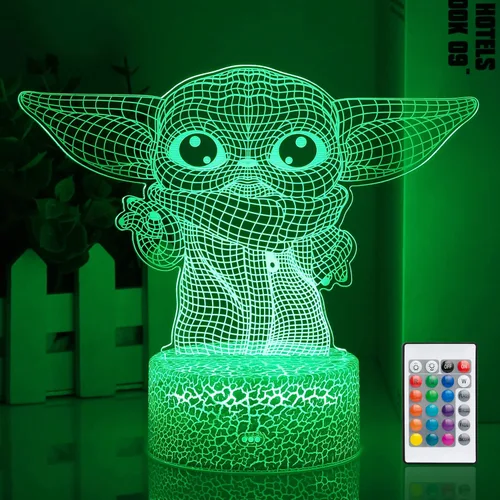 Luz nocturna 3D de Star Wars: lámpara LED Baby Yoda con control remoto y táctil inteligente, lámpara de escritorio LED Yoda Star Wars para Yoda Light