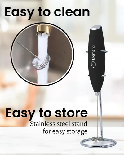 Miniatura 5 de Espumador Elementi de leche con soporte, motor de esfuerzo de torsión más potente, para hacer cappuccinos, lattes y café a prueba de balas, Negro