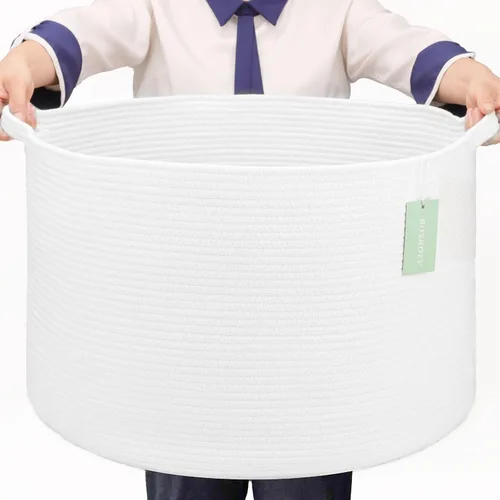 Miniatura 17 de Cesta Extra Grande para Mantas 87L, Cesta para Ropa Sucia, Cesta de Guardería para Bebés para Almacenamiento de Juguetes, Ropa y Toallas, Cesta