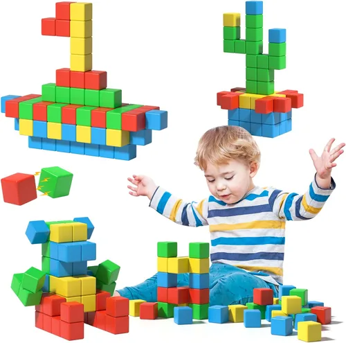 Miniatura 13 de Bloques magnéticos Asago ABC 123 Alfabeto colorido impreso, bloques de construcción para niños pequeños de 1 a 3 años, cubos magnéticos juguetes
