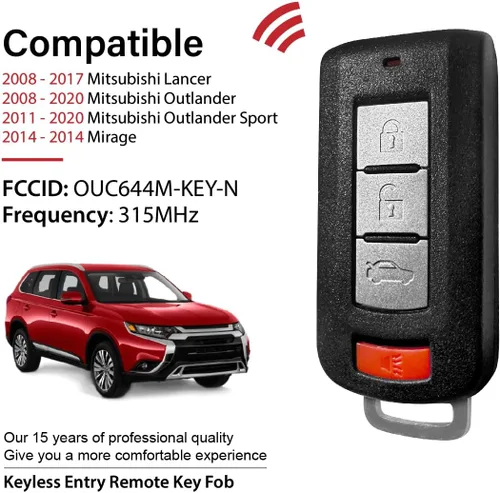 Miniatura 2 de Reemplazo para Mitsubishi Lancer Outlander Sport Mirage 2008-2020 Llavero de Control Remoto OUC644M-KEY-N 4 Botones 315MHz