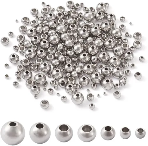 Miniatura 11 de Fashewelry 100 cuentas espaciadoras redondas de acero inoxidable Rondelle de 0.315 in pulido de metal liso para hacer joyas agujero: 0.138 in