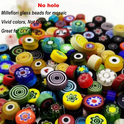 Miniatura 3 de EDFLIFE Millefiori de vidrio plano para suministros de fabricación de mosaicos, azulejos de mosaico para manualidades con azulejos de vidrio