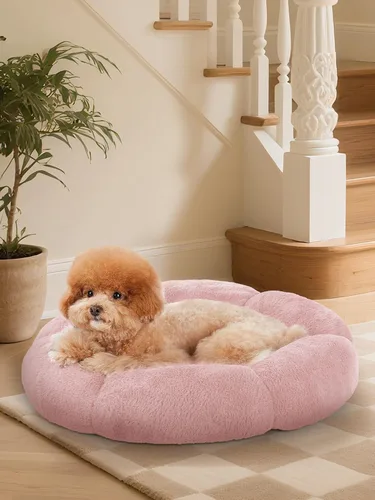 Miniatura 12 de OhGeni Cama calmante para perros y gatos de 20 pulgadas en forma de dona para mascotas pequeñas, cálida y cómoda, esponjosa, duradera, lavable a