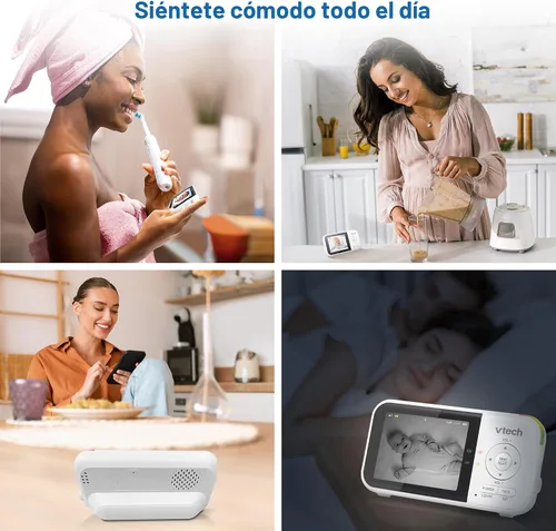 Miniatura 4 de VTech VM819-2 Monitor de bebé, pantalla de 2.8 pulgadas, 2 cámaras, rango de 1000 pies, visión nocturna, audio de 2 vías, sensor de temperatura