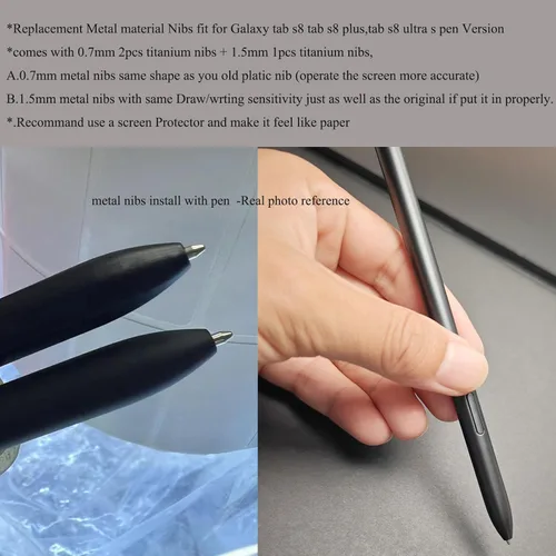 Miniatura 5 de Paquete de 2 + 1 lápiz capacitivo de repuesto para punta de metal, puntas de titanio para Galaxy Tab S8, Tab S8 Ultra Pen Piezas de repuesto