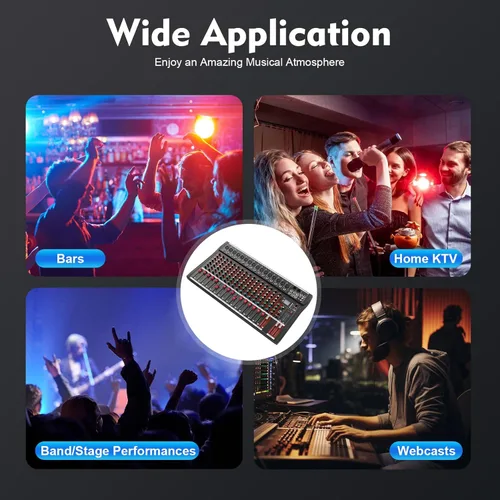 Miniatura 9 de Mezclador de audio de 16 canales, consola de mezcla de tablero de sonido, mezclador de sonido DJ con USB y Bluetooth, mezclador de audio de estudio