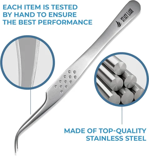 Miniatura 6 de Stacy Lash STL-10 Pinzas de extensión de pestañas curvas/Herramienta separadora de pestañas/Suministros para aislamiento de pestañas postizas Stl-10