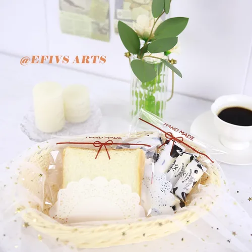Miniatura 2 de 200 unidades de 5.5 x 5.5 pulgadas con bonito lazo de encaje transparente para asar galletas, regalo de bricolaje, plástico para dulces, envoltura