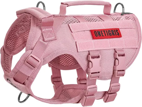 Miniatura 27 de OneTigris Arnés para perro sin tirón para perro pequeño, diseño de malla transpirable, chalecos militares Molle con asas para perros de servicio