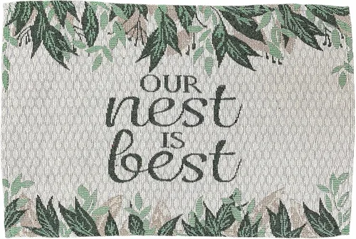 Miniatura 4 de Juego de 4, cita decorativa de hojas - Our Nest is Best Tapestry Placemats para cocina, comedor, fácil de limpiar, lavable a máquina. Tamaño: 13" x