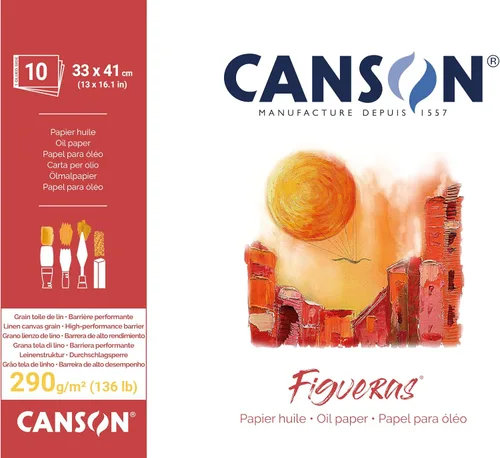 Miniatura 2 de Canson Figueras Oil & Acrylic - Bloc de papel de 10.23 oz/m², incluye 10 hojas, tamaño: 13.0 x 9.4 in, textura similar al lienzo