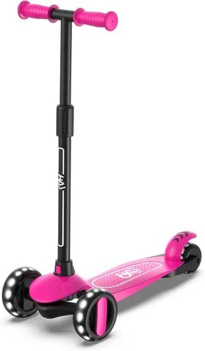 Miniatura 5 de 6KU - Patinete para niños de 3 a 10 años con ruedas flash, scooter infantil de 4 alturas ajustables, ruedas LED de poliuretano extra anchas, scooter