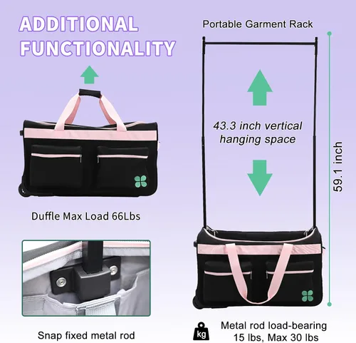 Miniatura 5 de Oeaear Bolsa de baile con perchero, bolsa de competición de baile con estante, bolsa de lona imprescindible para competencia de baile, bolsas