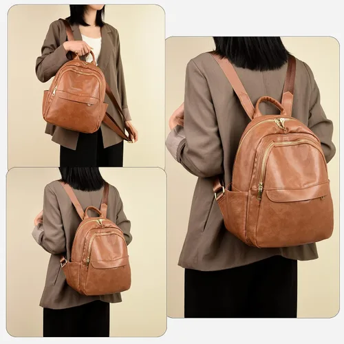 Miniatura 2 de ZOCILOR Mochila de moda para mujer, diseño multiusos, bolsos convertibles y bolsa de hombro, Marrón