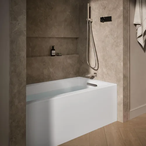 Miniatura 2 de Kohler 1957-RA-0 Underscore 60" x 32" baño de alcoba drenaje derecho, Blanco