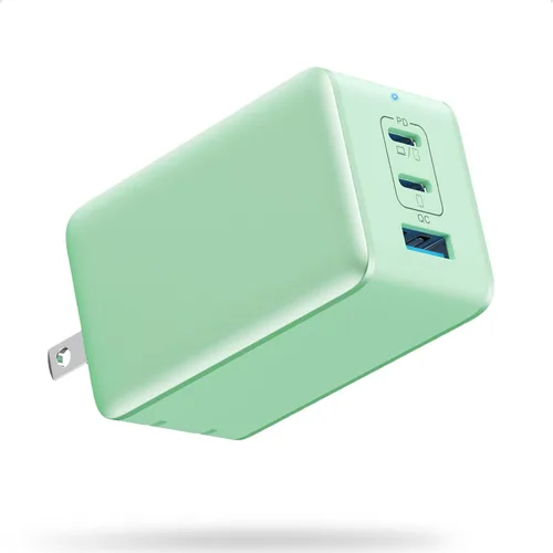 Miniatura 9 de Cargador de pared USB C de 128 W, estación de carga rápida de 3 puertos GaN III, bloque de cargador plegable PD QC, adaptador portátil de 65 W