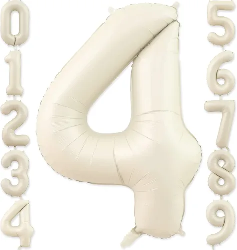 Miniatura 19 de Globos con el número 2, 2 globos, 2 globos de número 40 pulgadas, color blanco arena, grandes globos de aluminio para 2 fiestas de cumpleaños, Arena